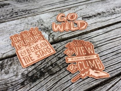 Wooden adventure stickers - 3 styles to choose from